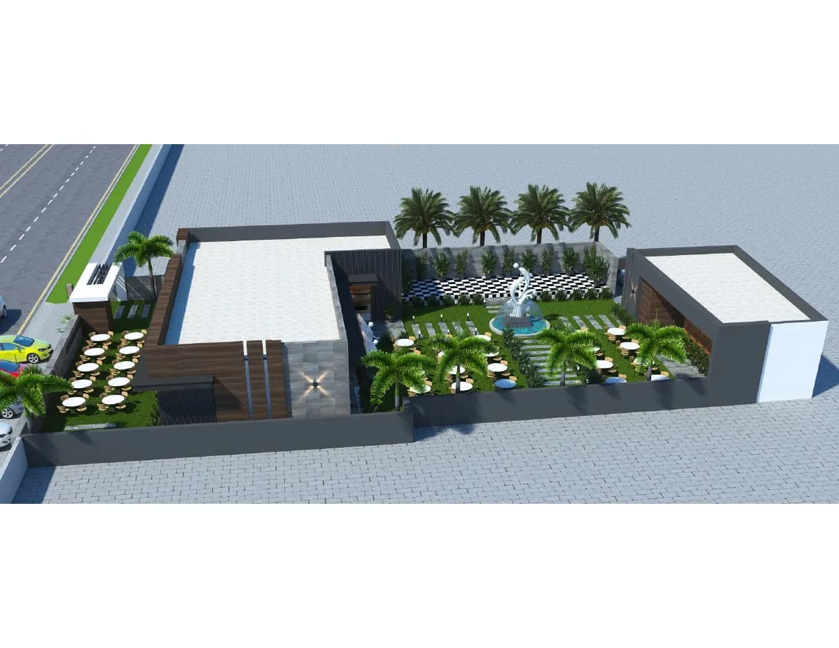 Jagatpura Restaurant — garden seating from above