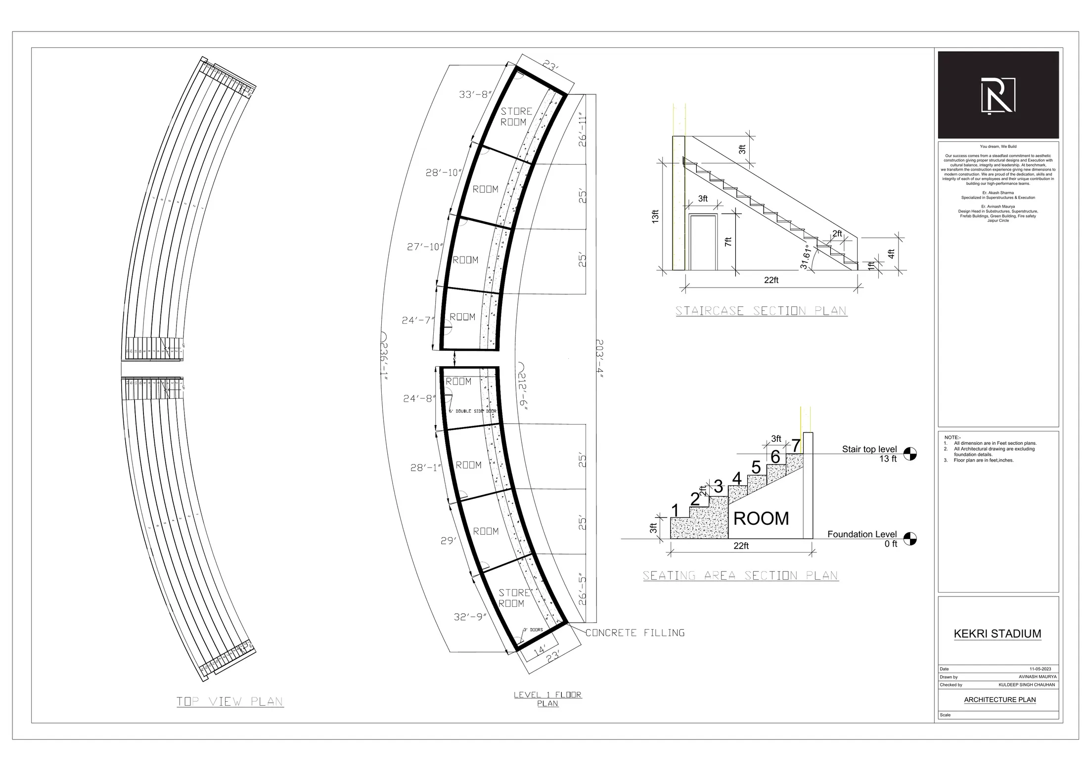 Kekri Stadium — architecture plan with seating and room details