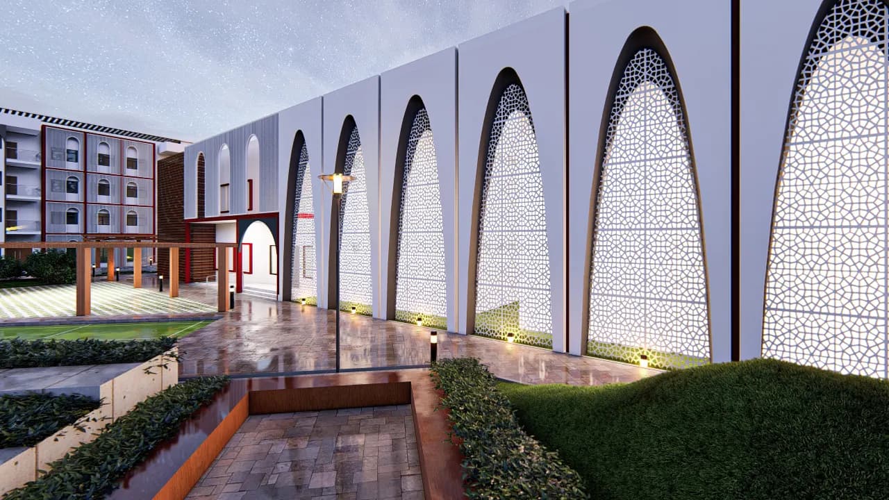 Old Age Home & Orphanage — old age home and mess with arched jali facade