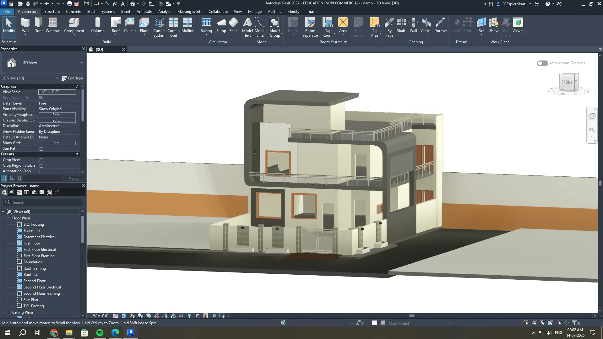 Pratap Nagar Residence — 3D building model in the modelling software