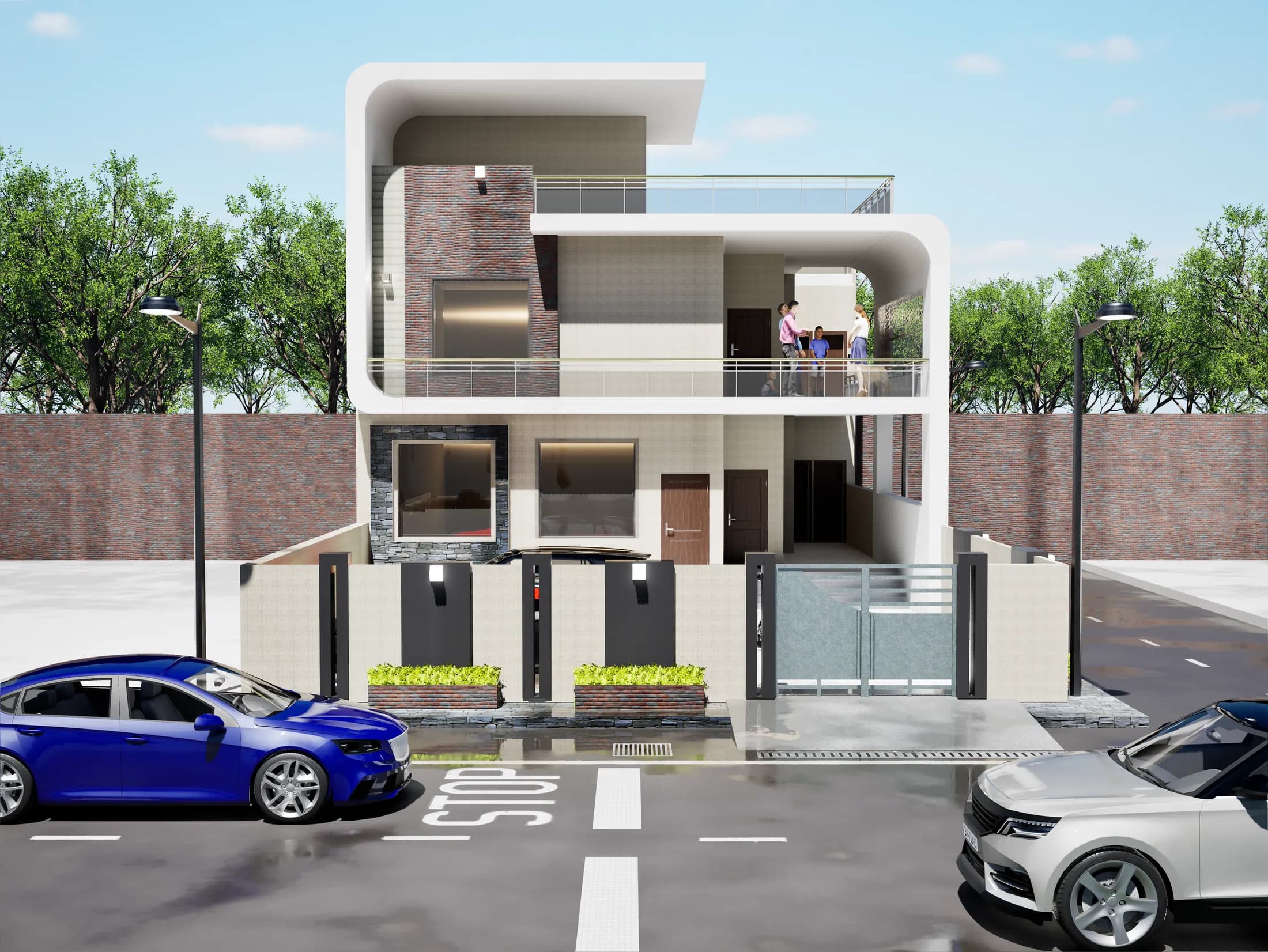 Pratap Nagar Residence — daytime facade render, alternate