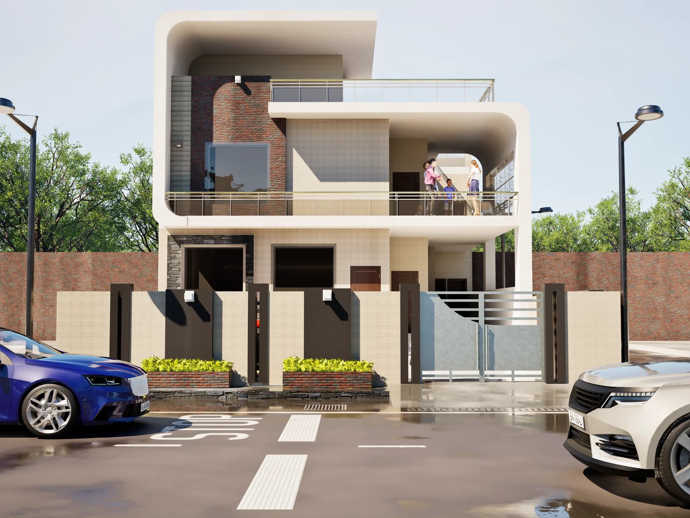 Pratap Nagar Residence — daytime facade render